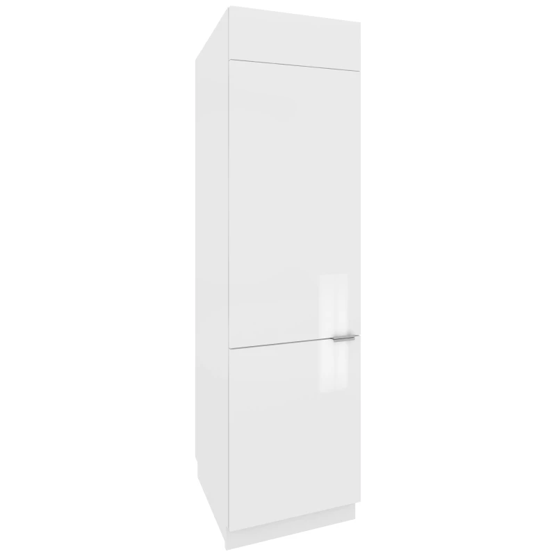 Vysoká skříň na vestavnou lednici IRENA - šířka 60 cm, lesklá bílá, nožky 10 cm
