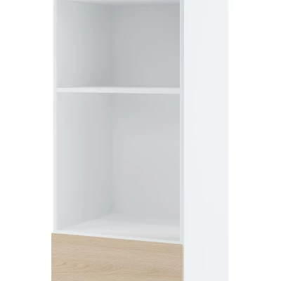 Kuchyňská skříň na vestavné spotřebiče IRENA - šířka 60 cm, dub lindberg / lesklá bílá, nožky 10 cm