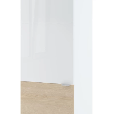 Vysoká potravinová skříň IRENA - šířka 60 cm, dub lindberg / lesklá bílá, nožky 15 cm