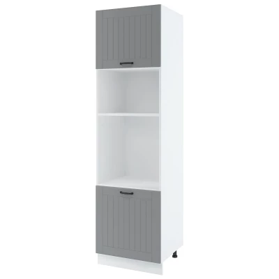 Kuchyňská skříň na vestavné spotřebiče LESJA - šířka 60 cm, šedá / bílá, nožky 10 cm
