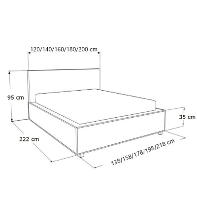 VÝPRODEJ - Čalouněná postel s úložným prostorem a osvětlením 120x200 LEXI - bílá eko kůže