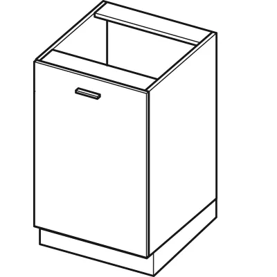 Dolní kuchyňská skříňka ZAHARA - šířka 50 cm, lesklá černá / bílá, nožky 15 cm