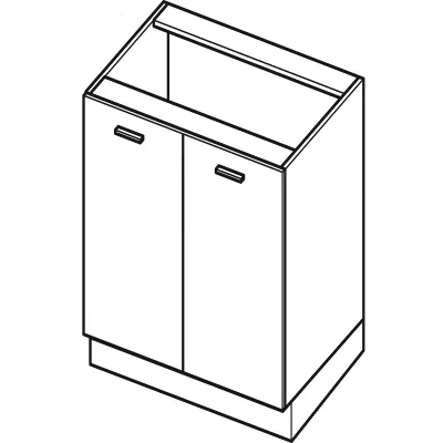 Dolní dvoudveřová skříňka ZAHARA - šířka 60 cm, lesklá černá / bílá, nožky 10 cm