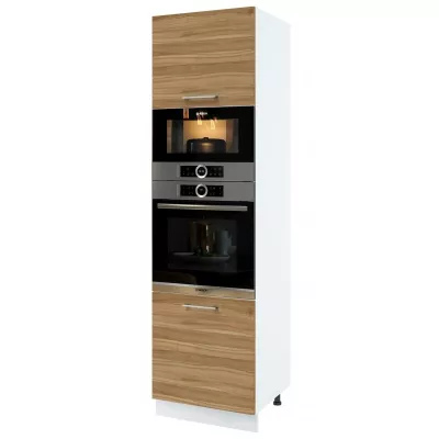 Kuchyňská skříň na vestavné spotřebiče ZAHARA - šířka 60 cm, ořech lyon / bílá, nožky 10 cm