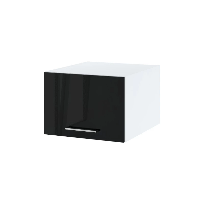 Kuchyňská závěsná skříňka ZAHARA - šířka 50 cm, lesklá černá / bílá