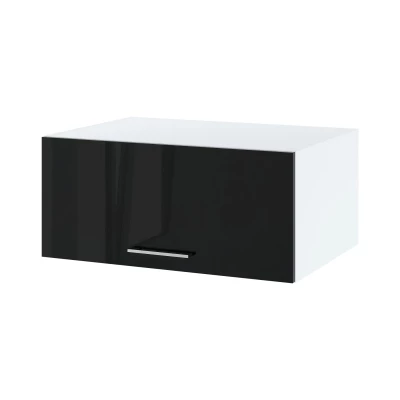Kuchyňská závěsná skříňka ZAHARA - šířka 80 cm, lesklá černá / bílá