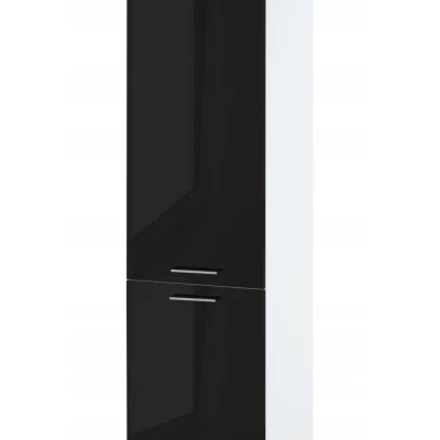 Skříň na vestavnou lednici ZAHARA - šířka 60 cm, lesklá černá / bílá, nožky 10 cm