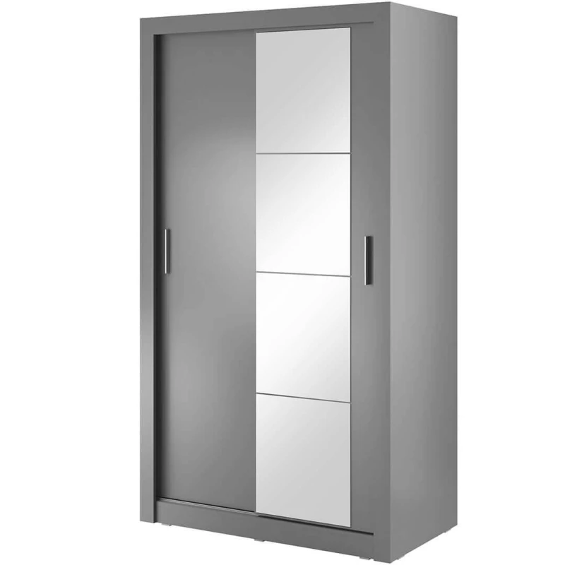VÝPRODEJ - Šatní skříň 120 cm s posuvnými dveřmi MAWELYN 7 - šedá