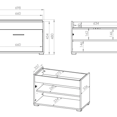 VÝPRODEJ - Úzký sedací botník s dvířky RUAN - světlá sonoma