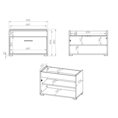VÝPRODEJ - Úzký sedací botník s dvířky RUAN - světlá sonoma