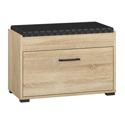 VÝPRODEJ - Úzký sedací botník s dvířky RUAN - světlá sonoma