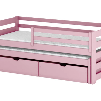 VÝPRODEJ - Dětská postel Aaron s přistýlkou a úložným prostorem - růžová