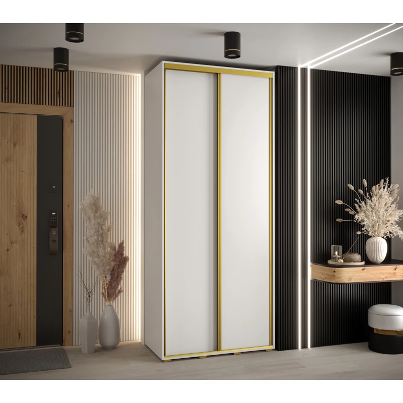 Šatní skříň ASIRI 1 - 100/60 cm, bílá / zlatá