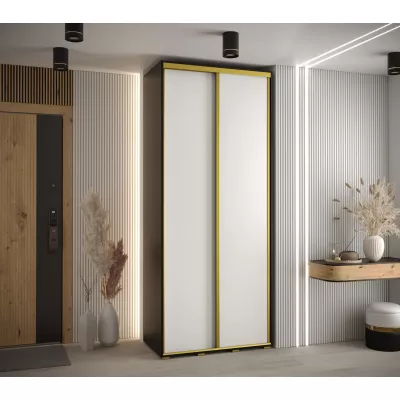 Šatní skříň ASIRI 1 - 100/60 cm, černá / bílá / zlatá