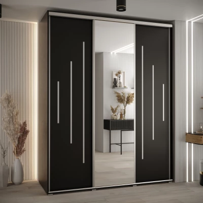 Šatní skříň ASIRI 13 - 200/60 cm, černá / stříbrná