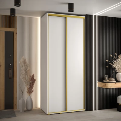 Šatní skříň ASIRI 1 - 110/60 cm, bílá / zlatá