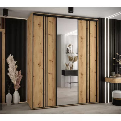 Šatní skříň ASIRI 7 - 200/60 cm, dub artisan / černá