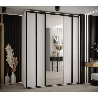 Šatní skříň ASIRI 7 - 200/60 cm, bílá / černá