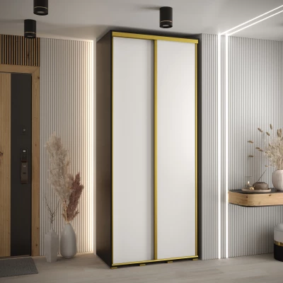 Šatní skříň ASIRI 1 - 110/60 cm, černá / bílá / zlatá