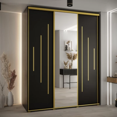 Šatní skříň ASIRI 13 - 190/60 cm, černá / zlatá