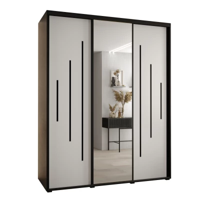 Šatní skříň ASIRI 13 - 190/60 cm, černá / bílá / černá
