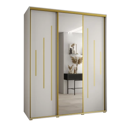 Šatní skříň ASIRI 13 - 190/60 cm, bílá / zlatá