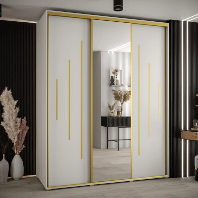 Šatní skříň ASIRI 13 - 190/60 cm, bílá / zlatá