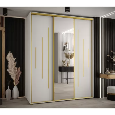 Šatní skříň ASIRI 13 - 190/60 cm, bílá / zlatá