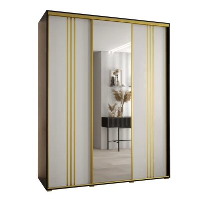 Šatní skříň ASIRI 7 - 200/45 cm, černá / bílá / zlatá