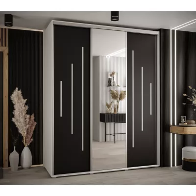Šatní skříň ASIRI 13 - 190/60 cm, bílá / černá / stříbrná