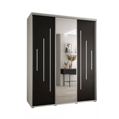 Šatní skříň ASIRI 13 - 190/60 cm, bílá / černá / stříbrná