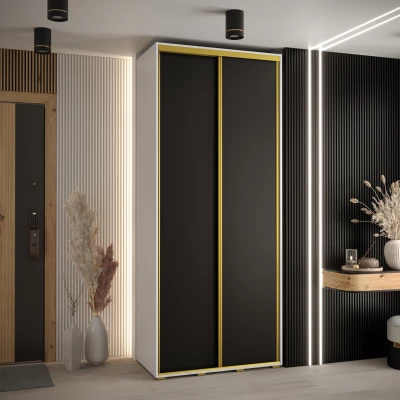 Šatní skříň ASIRI 1 - 110/45 cm, bílá / černá / zlatá