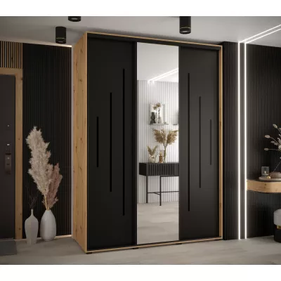 Šatní skříň ASIRI 13 - 180/60 cm, dub artisan / černá / černá