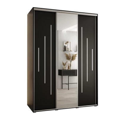 Šatní skříň ASIRI 13 - 180/60 cm, černá / stříbrná