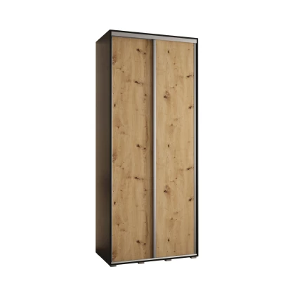Šatní skříň ASIRI 1 - 110/45 cm, černá / dub artisan / stříbrná