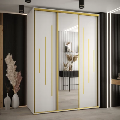 Šatní skříň ASIRI 13 - 180/60 cm, bílá / zlatá