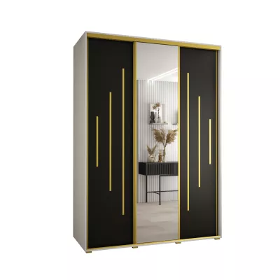 Šatní skříň ASIRI 13 - 180/60 cm, bílá / černá / zlatá