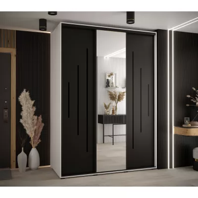 Šatní skříň ASIRI 13 - 180/60 cm, bílá / černá / černá