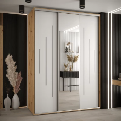 Šatní skříň ASIRI 13 - 170/60 cm, dub artisan / bílá / stříbrná