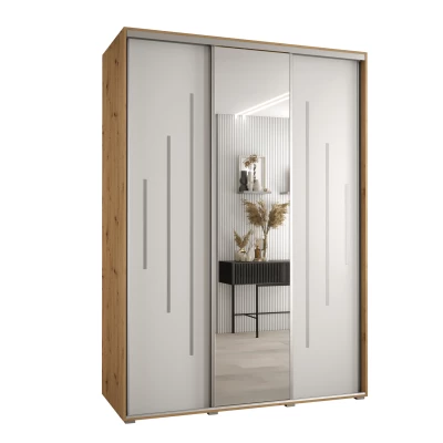 Šatní skříň ASIRI 13 - 170/60 cm, dub artisan / bílá / stříbrná