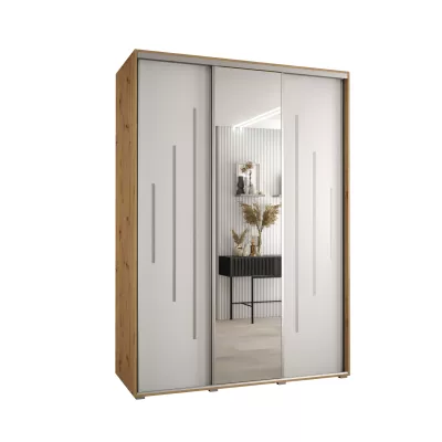 Šatní skříň ASIRI 13 - 170/60 cm, dub artisan / bílá / stříbrná