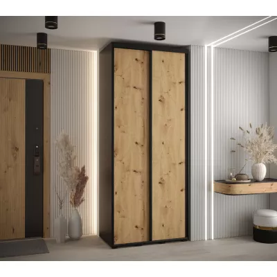 Šatní skříň ASIRI 1 - 120/45 cm, černá / dub artisan / černá