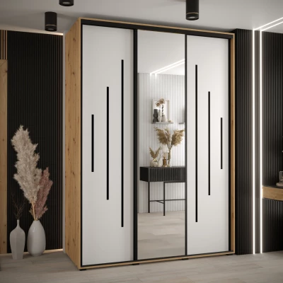 Šatní skříň ASIRI 13 - 170/60 cm, dub artisan / bílá / černá