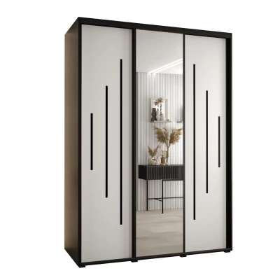 Šatní skříň ASIRI 13 - 170/60 cm, černá / bílá / černá