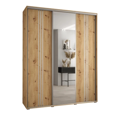 Šatní skříň ASIRI 7 - 190/60 cm, dub artisan / stříbrná