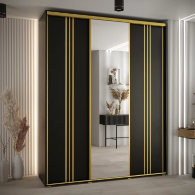 Šatní skříň ASIRI 7 - 190/60 cm, černá / zlatá