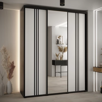 Šatní skříň ASIRI 7 - 190/60 cm, černá / bílá / černá