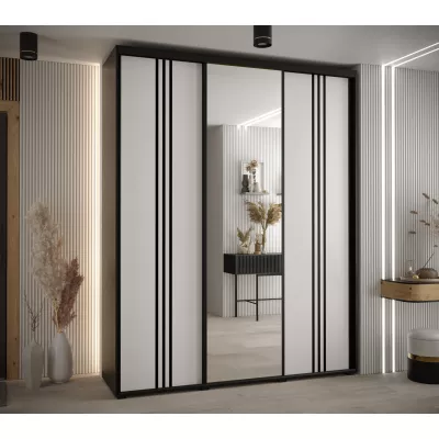 Šatní skříň ASIRI 7 - 190/60 cm, černá / bílá / černá