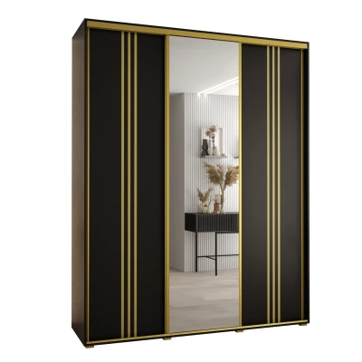 Šatní skříň ASIRI 7 - 190/60 cm, černá / zlatá