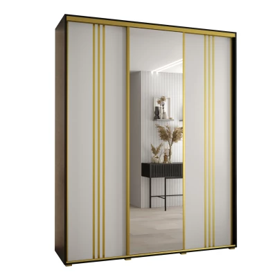 Šatní skříň ASIRI 7 - 190/60 cm, černá / bílá / zlatá